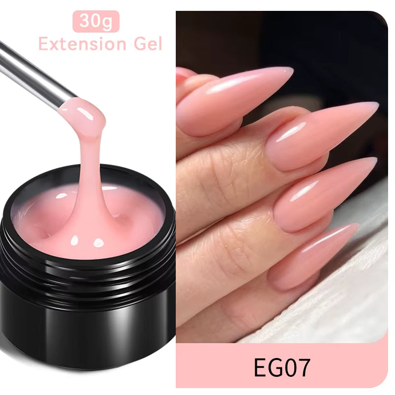 30Ml Glitter Pink Hard Jelly Nail Extension Gel Nail Polish Milky White Clear Color Soak off UV Construction Gel
