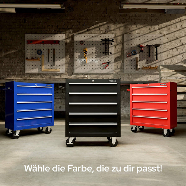 AREBOS Werkstattwagen Werkzeugwagen Rollwagen Werkzeugkiste Toolbox 5 Fächer