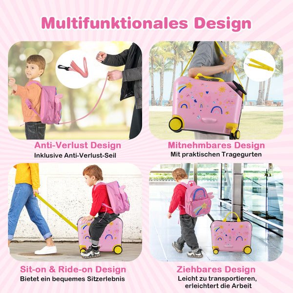 2Tlg Kinderkoffer + Rucksack 47 Cm Langer Aufsitzkoffer Und 30 Cm Breiter Rucksack 12"+18"