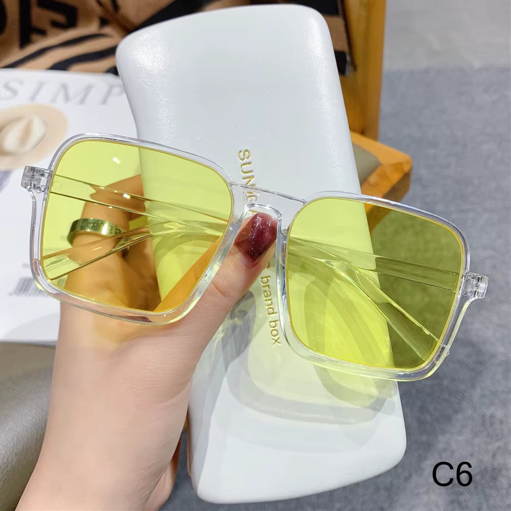 1PC Unisex Fashion Oversized Square Sunglasses Retro Big Frame Flat Top Sun Glasses Luxury Shades UV400 Protection Eyeglasses