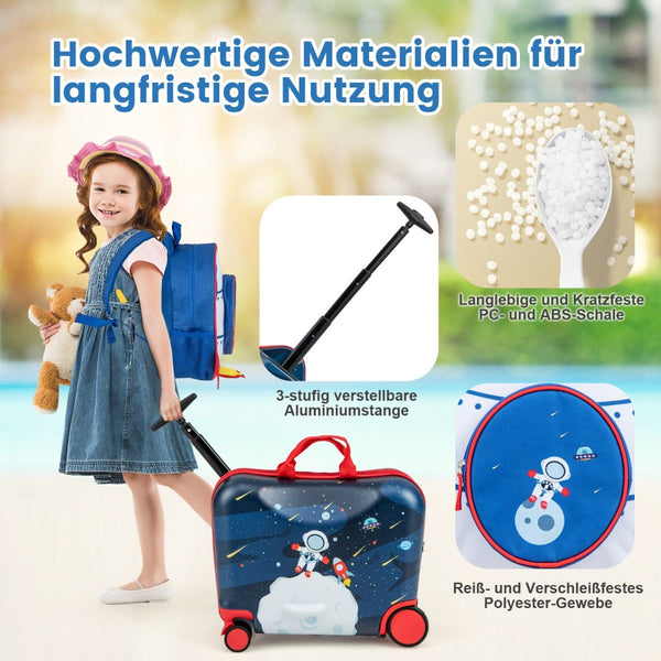 2Tlg Kinderkoffer + Rucksack 47 Cm Langer Aufsitzkoffer Und 30 Cm Breiter Rucksack 12"+18"
