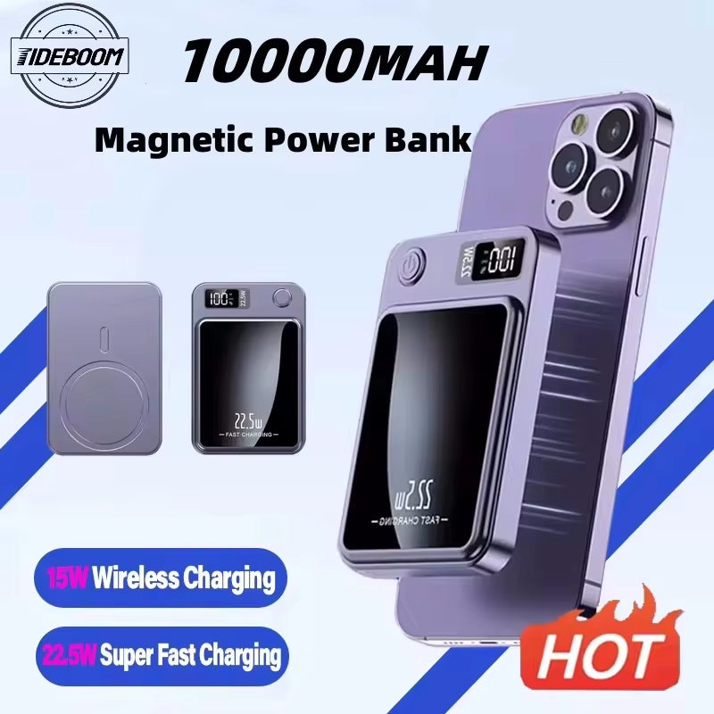 10000Mah Power Bank Magnetic Wireless 22.5W Ultra Capacity Super Fast Charging Magnetic Power Bank for Iphone15 Huawei Samsung