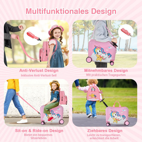 2Tlg Kinderkoffer + Rucksack 47 Cm Langer Aufsitzkoffer Und 30 Cm Breiter Rucksack 12"+18"