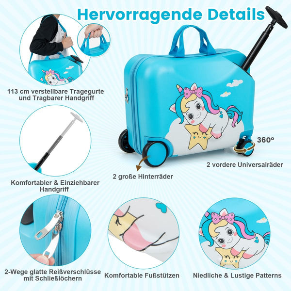 2Tlg Kinderkoffer + Rucksack 47 Cm Langer Aufsitzkoffer Und 30 Cm Breiter Rucksack 12"+18"