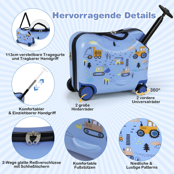 2Tlg Kinderkoffer + Rucksack 47 Cm Langer Aufsitzkoffer Und 30 Cm Breiter Rucksack 12"+18"