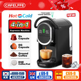 4In1 Capsule Coffee Machine Hot/Cold Multiple Espresso Cafetera Cappuccino Coffee Maker Dolce Gusto Nespresso Powder 19