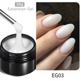 30Ml Glitter Pink Hard Jelly Nail Extension Gel Nail Polish Milky White Clear Color Soak off UV Construction Gel