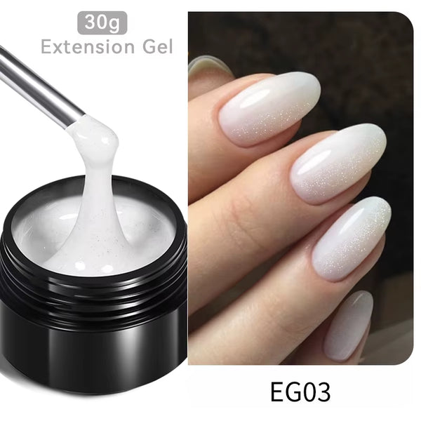 30Ml Glitter Pink Hard Jelly Nail Extension Gel Nail Polish Milky White Clear Color Soak off UV Construction Gel