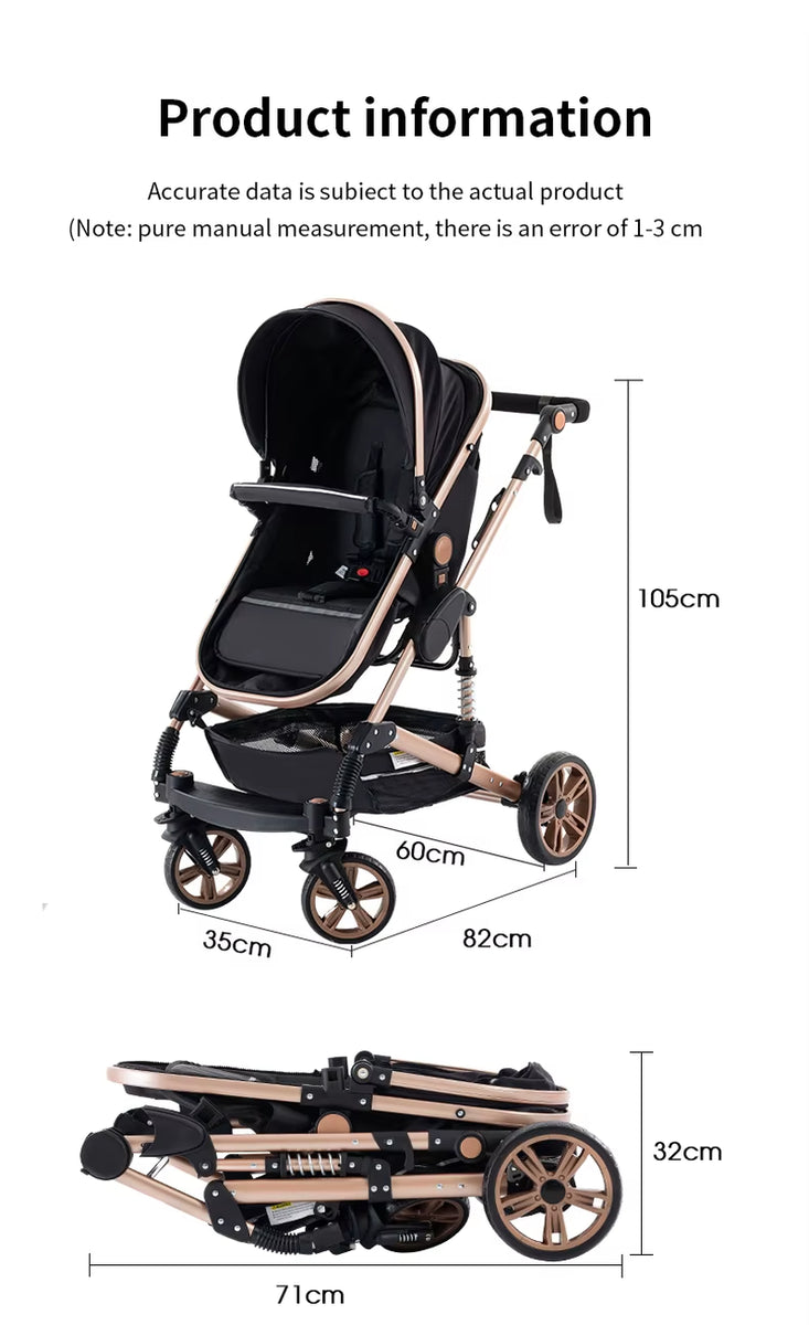Baby Stroller 3 In1,Four Wheel Stroller,2 in 1 Baby Car,Lightweight Strollers,Mutifunction Strollers,Baby Carriage,Poussette