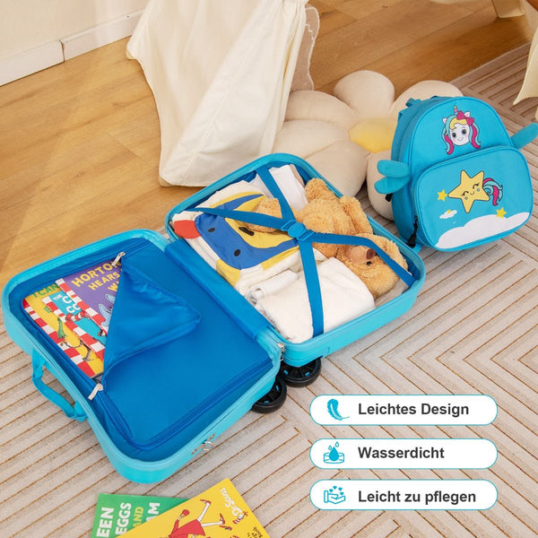 2Tlg Kinderkoffer + Rucksack 47 Cm Langer Aufsitzkoffer Und 30 Cm Breiter Rucksack 12"+18"