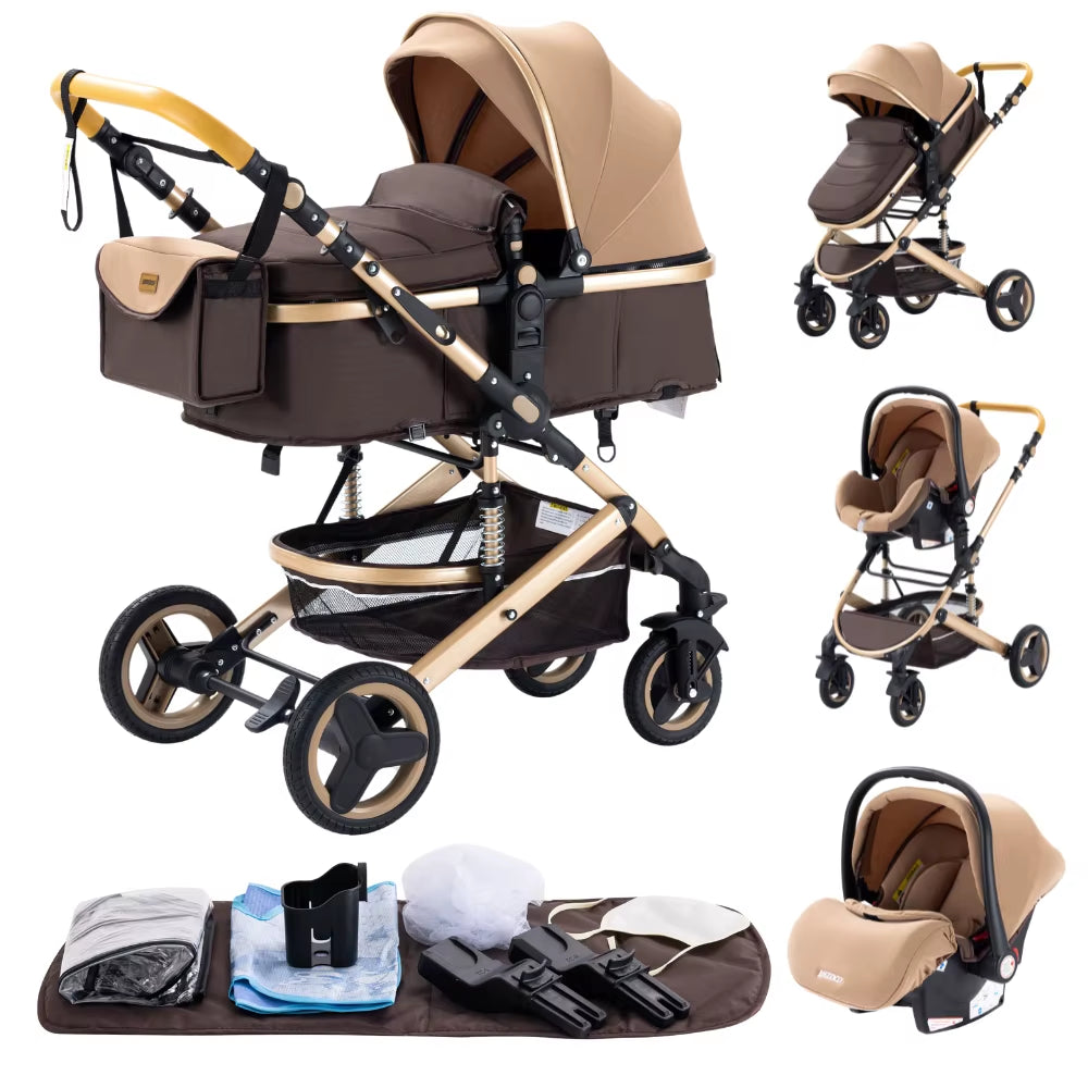 Baby Stroller 3 In1,Four Wheel Stroller,2 in 1 Baby Car,Lightweight Strollers,Mutifunction Strollers,Baby Carriage,Poussette