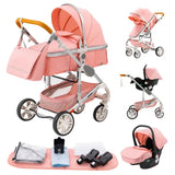 Baby Stroller 3 In1,Four Wheel Stroller,2 in 1 Baby Car,Lightweight Strollers,Mutifunction Strollers,Baby Carriage,Poussette