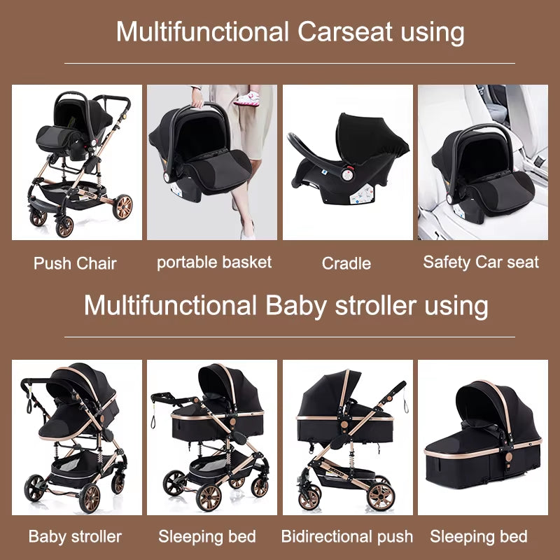 Baby Stroller 3 In1,Four Wheel Stroller,2 in 1 Baby Car,Lightweight Strollers,Mutifunction Strollers,Baby Carriage,Poussette