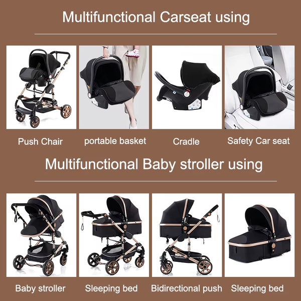 Baby Stroller 3 In1,Four Wheel Stroller,2 in 1 Baby Car,Lightweight Strollers,Mutifunction Strollers,Baby Carriage,Poussette