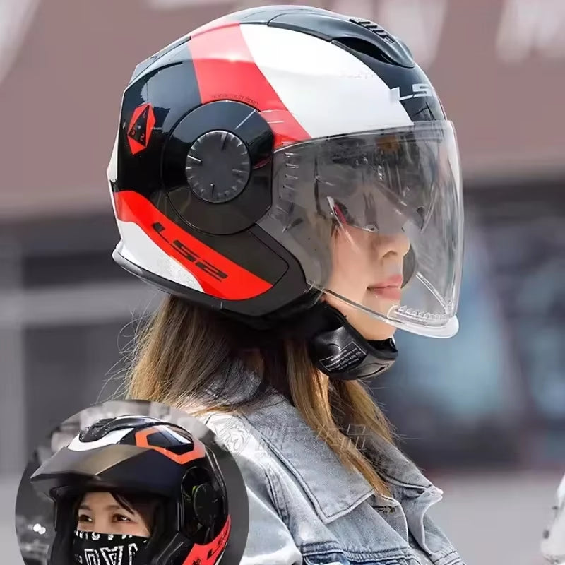 ECE Certification Original Ls2 OF570 Motorcycle Helmet Summer Half 3/4 Capacete Ls2 Gift Brim Road Riding Casco Women for Suzuki