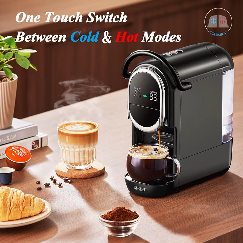 4In1 Capsule Coffee Machine Hot/Cold Multiple Espresso Cafetera Cappuccino Coffee Maker Dolce Gusto Nespresso Powder 19