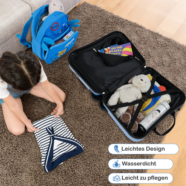 2Tlg Kinderkoffer + Rucksack 47 Cm Langer Aufsitzkoffer Und 30 Cm Breiter Rucksack 12"+18"