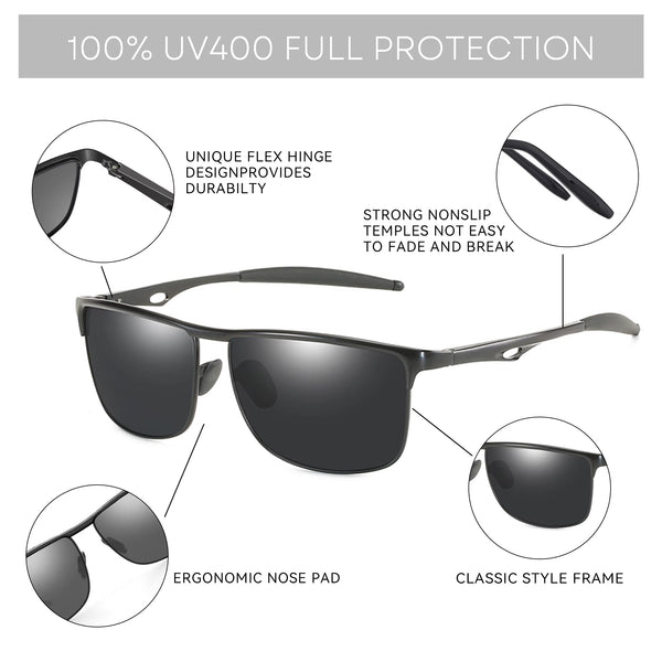 Fashion Aluminum UV400 Protection Sunglasses Fashion Polarized Sun Glasses for Fishing Hiking Golf Driving Unisex