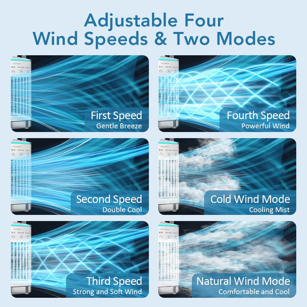 3 in 1 Fan Air Conditioner Household Small Air Cooler LED Night Light Portable Humidifier Air Adjustment Fan Office Home Fan