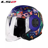 ECE Certification Original Ls2 OF570 Motorcycle Helmet Summer Half 3/4 Capacete Ls2 Gift Brim Road Riding Casco Women for Suzuki