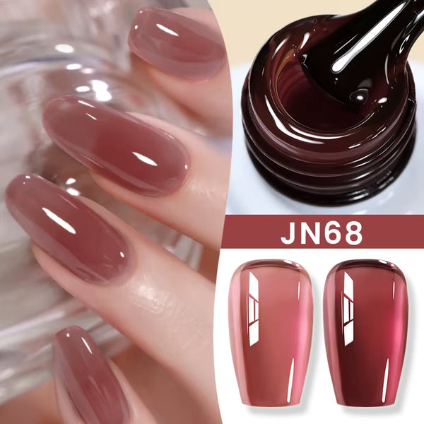 Jelly Nude Gel Nail Polish 10Ml Light Pink Peach Translucent Color UV Light Cure Gel Varnish Nail Art DIY at Home