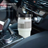 30Oz Large Capacity Portable Car Cup Stainless Steel Thermos Bottle with Straw & Handle Travel Sports Water Bottle Vacuum Flask