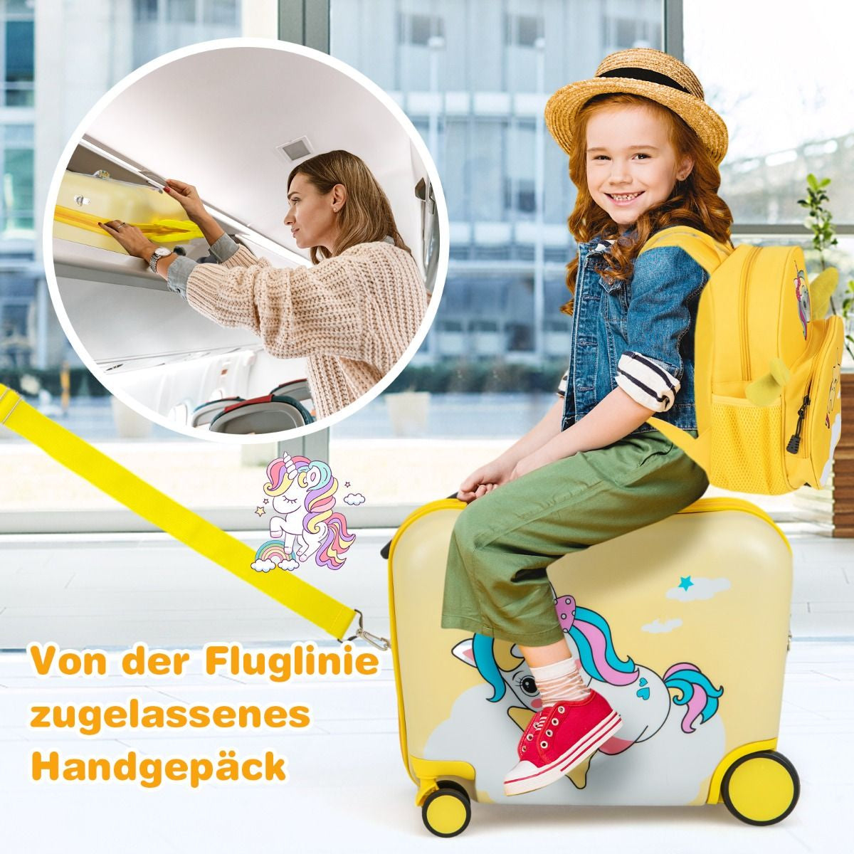 2Tlg Kinderkoffer + Rucksack 47 Cm Langer Aufsitzkoffer Und 30 Cm Breiter Rucksack 12"+18"