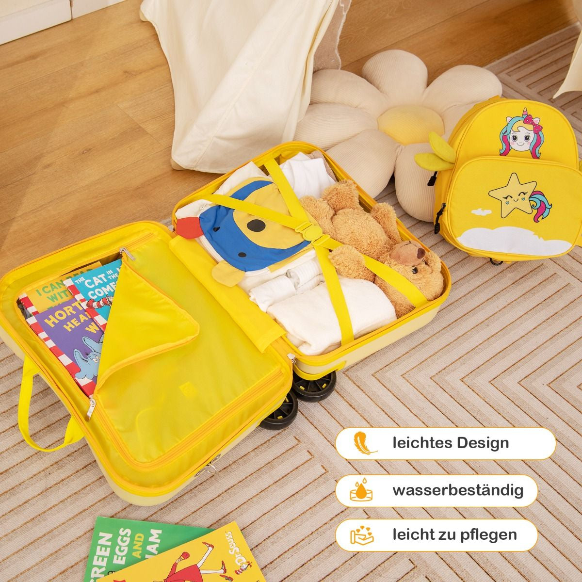 2Tlg Kinderkoffer + Rucksack 47 Cm Langer Aufsitzkoffer Und 30 Cm Breiter Rucksack 12"+18"