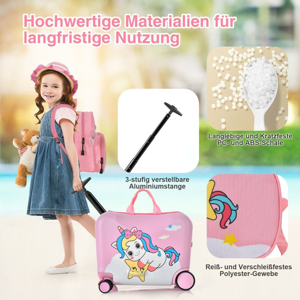 2Tlg Kinderkoffer + Rucksack 47 Cm Langer Aufsitzkoffer Und 30 Cm Breiter Rucksack 12"+18"