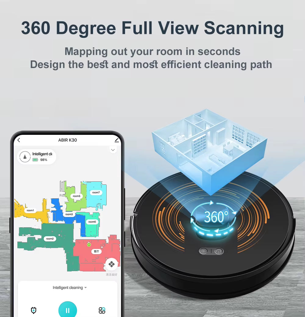 K30 Robot Vacuum Cleaner, Auto-Empty Station, Laser Lidar, 6500PA Suction,Multi-Floor Maping, Smart Home Wet Dry Appliance