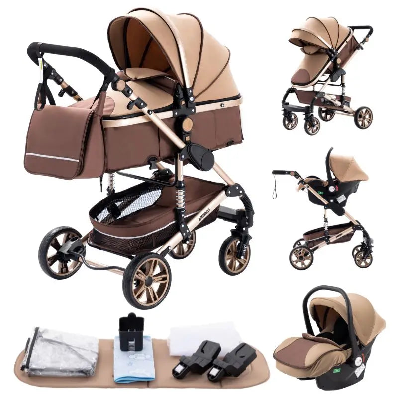 Baby Stroller 3 In1,Four Wheel Stroller,2 in 1 Baby Car,Lightweight Strollers,Mutifunction Strollers,Baby Carriage,Poussette