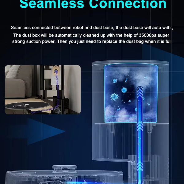 K30 Robot Vacuum Cleaner, Auto-Empty Station, Laser Lidar, 6500PA Suction,Multi-Floor Maping, Smart Home Wet Dry Appliance