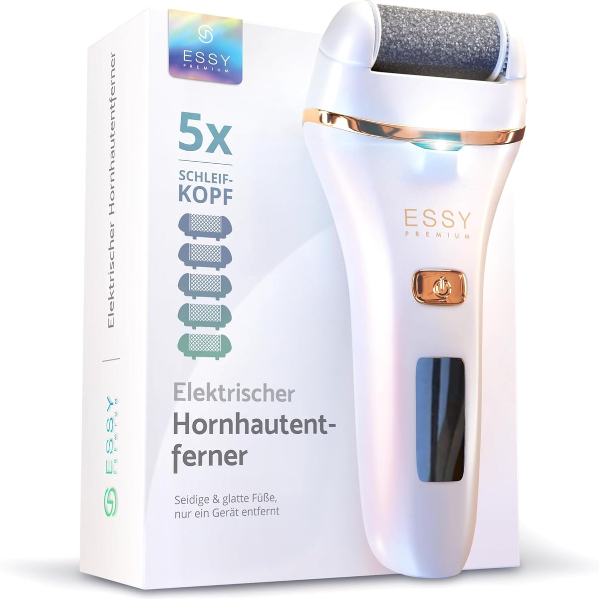 Essy Hornhautentferner Elektrisch Testsieger Mit 5 Ersatzrollen Hornhaut Entfernen Elektrischer Hornhautentferner Fußpflegegerät Pediküre Set Elektronisch Fußpflege Hornhautfeile (White)