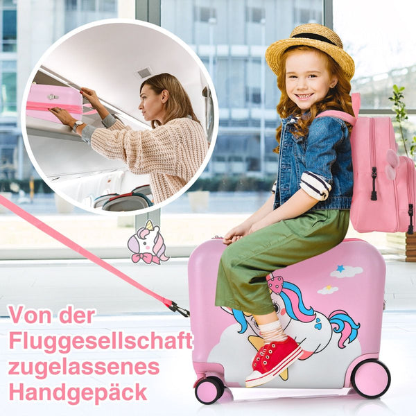 2Tlg Kinderkoffer + Rucksack 47 Cm Langer Aufsitzkoffer Und 30 Cm Breiter Rucksack 12"+18"