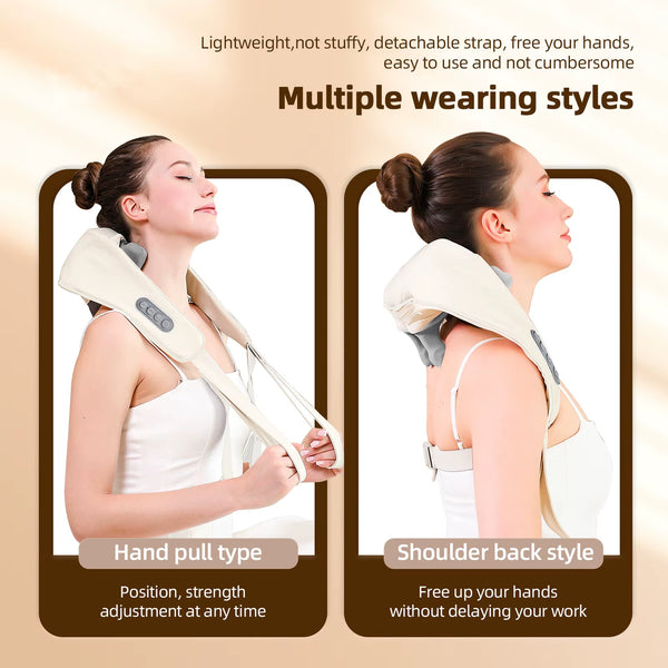 26W Brushless Motor Neck and Shoulder Massager Wireless Shoulder and Back Kneading Massage Shawl Neck Masajeador