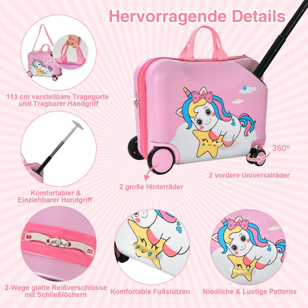 2Tlg Kinderkoffer + Rucksack 47 Cm Langer Aufsitzkoffer Und 30 Cm Breiter Rucksack 12"+18"