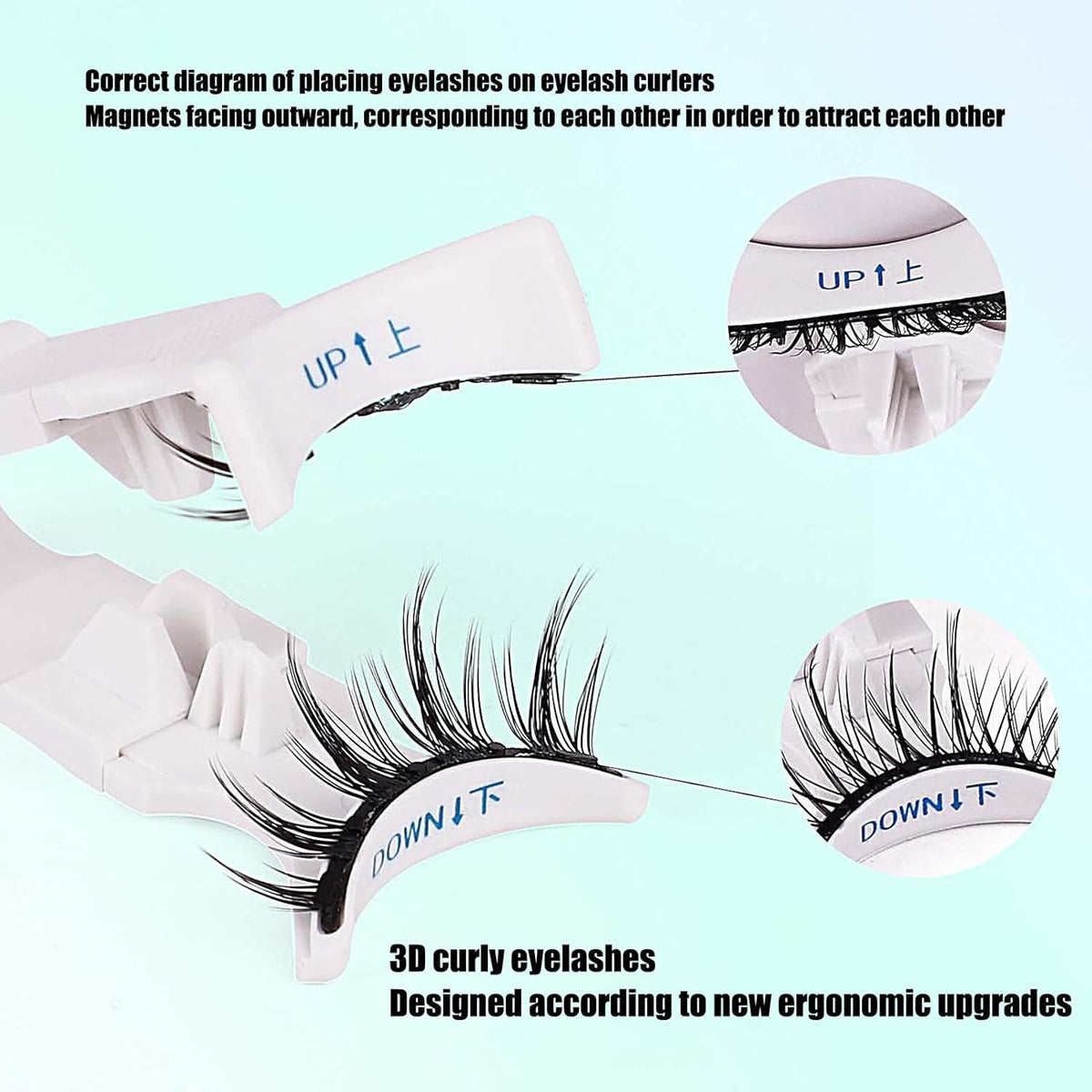 Magnetic Eyelashes Applicator Tool - Magnetic False Eyelashes Clip| Lazy V Clip Eyelash Curler | Portable False Eyelash Applicator Too | Easily Apply Lash Clip Applicator Helper Tool