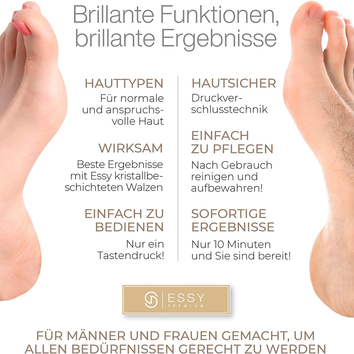 Essy Hornhautentferner Elektrisch Testsieger Mit 5 Ersatzrollen Hornhaut Entfernen Elektrischer Hornhautentferner Fußpflegegerät Pediküre Set Elektronisch Fußpflege Hornhautfeile (White)