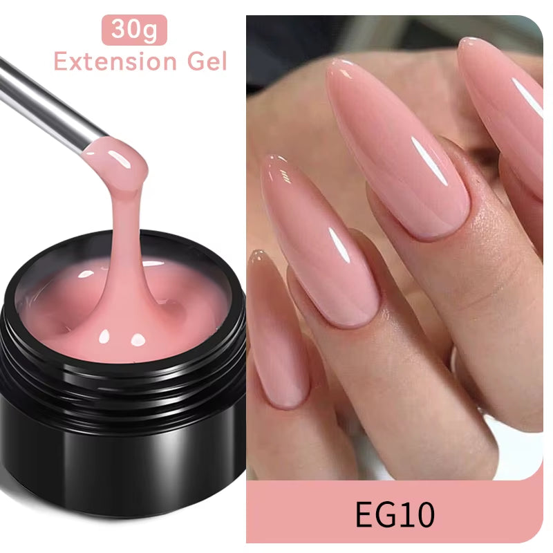 30Ml Glitter Pink Hard Jelly Nail Extension Gel Nail Polish Milky White Clear Color Soak off UV Construction Gel