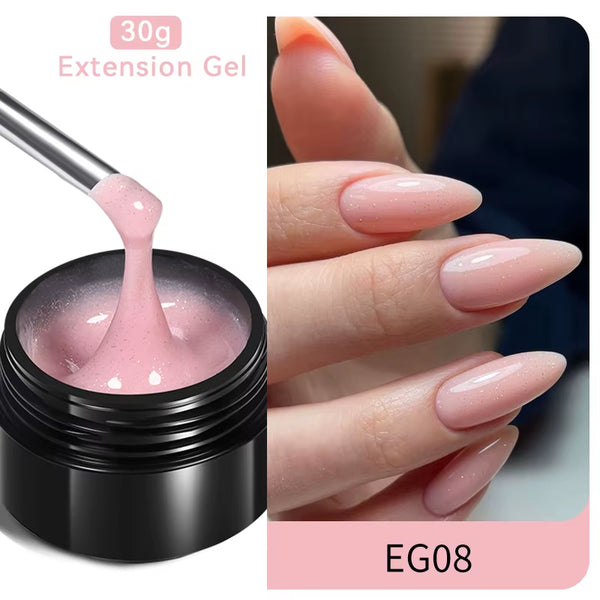 30Ml Glitter Pink Hard Jelly Nail Extension Gel Nail Polish Milky White Clear Color Soak off UV Construction Gel