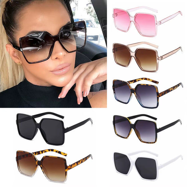 1PC Unisex Fashion Oversized Square Sunglasses Retro Big Frame Flat Top Sun Glasses Luxury Shades UV400 Protection Eyeglasses