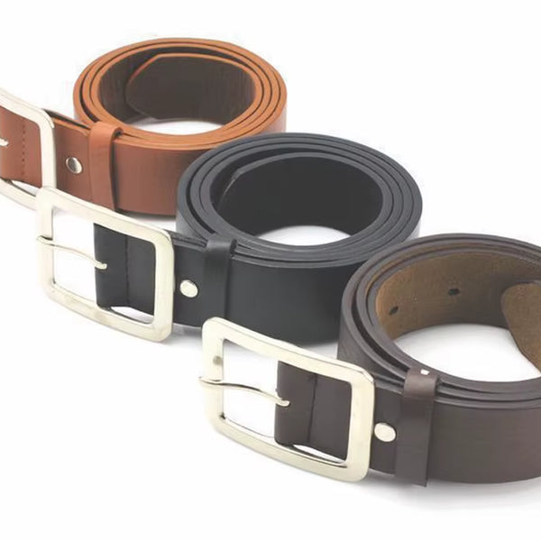 2025 Square Pin Buckles Belts Men Silver Buckle Leather Belts for Jeans Retro Wild Belts for Men Waistbands Students Strap