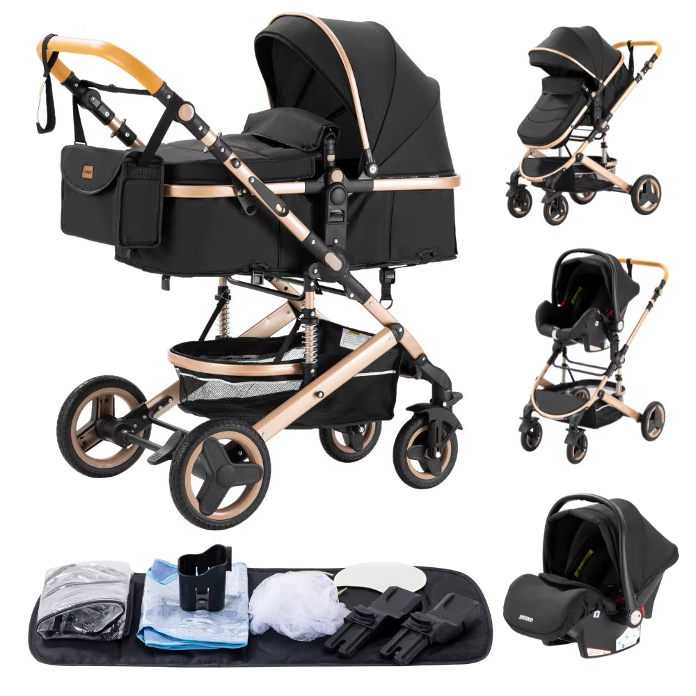 Baby Stroller 3 In1,Four Wheel Stroller,2 in 1 Baby Car,Lightweight Strollers,Mutifunction Strollers,Baby Carriage,Poussette
