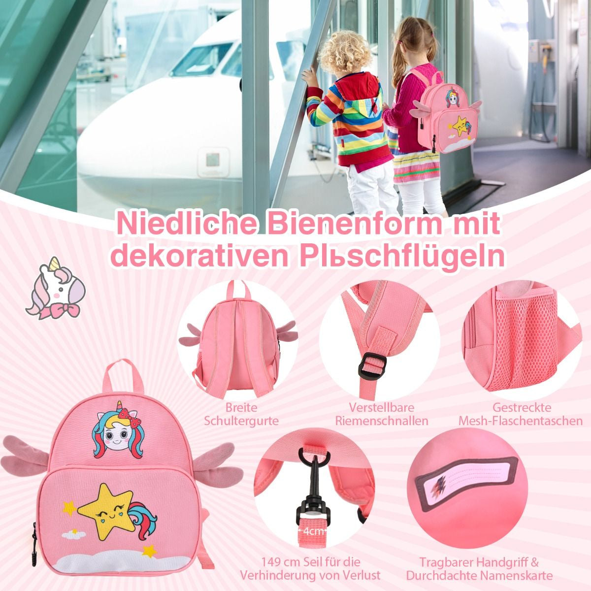 2Tlg Kinderkoffer + Rucksack 47 Cm Langer Aufsitzkoffer Und 30 Cm Breiter Rucksack 12"+18"