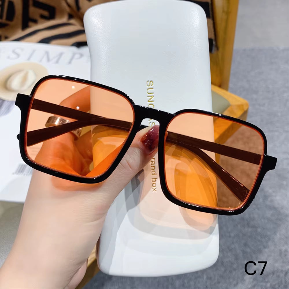 1PC Unisex Fashion Oversized Square Sunglasses Retro Big Frame Flat Top Sun Glasses Luxury Shades UV400 Protection Eyeglasses