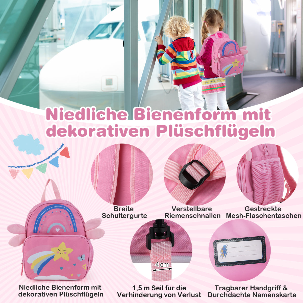 2Tlg Kinderkoffer + Rucksack 47 Cm Langer Aufsitzkoffer Und 30 Cm Breiter Rucksack 12"+18"